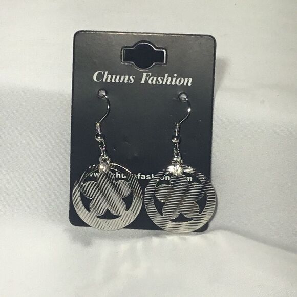 Textured Floral Dangle Earrings (UC3) - Picture 1 of 6